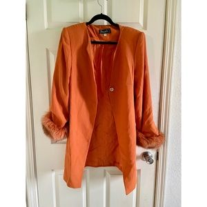 Orange Blazer/Coat with Fur Cuffs